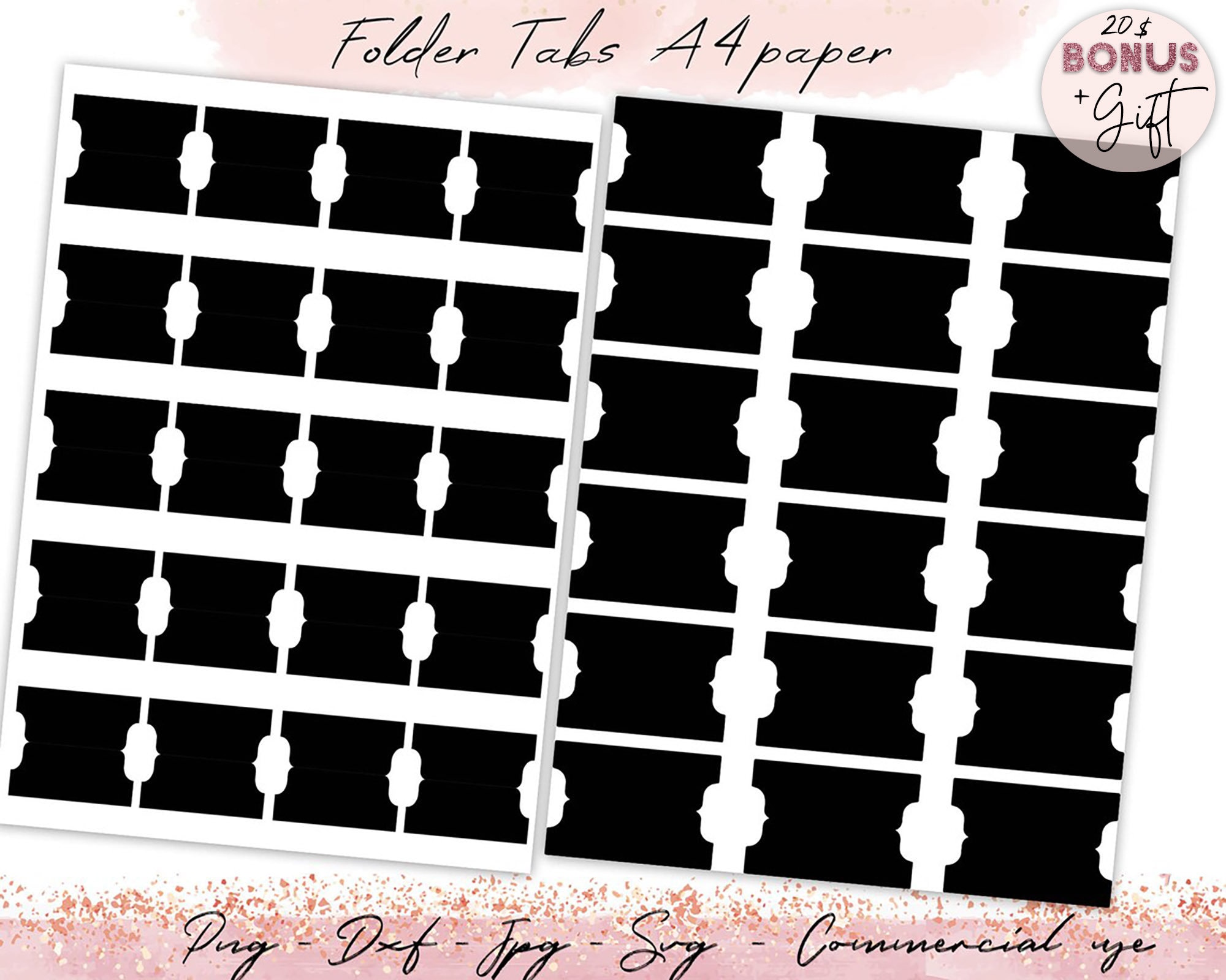 Journal Tabs Templates A4 Paper Tabs Template Set Double Etsy