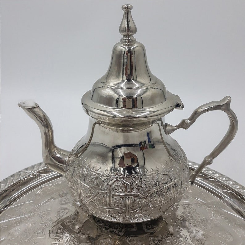Set of 6 Moroccan Tea Glasses Authentic Teapot & Tray Etsy