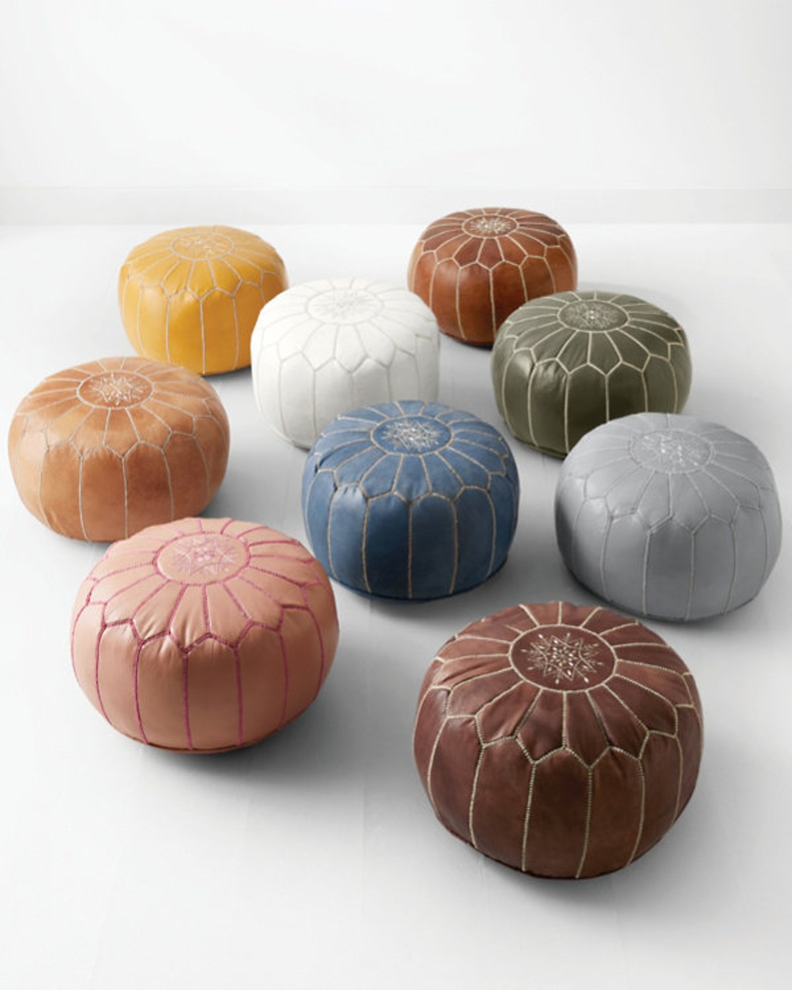 Amazing Round Ottoman Pouffe Moroccan Leather Ottoman Round - Etsy