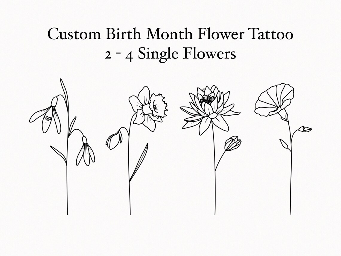 2 4 Single Side by Side Geburtsmonat Blume Individuelles Etsy