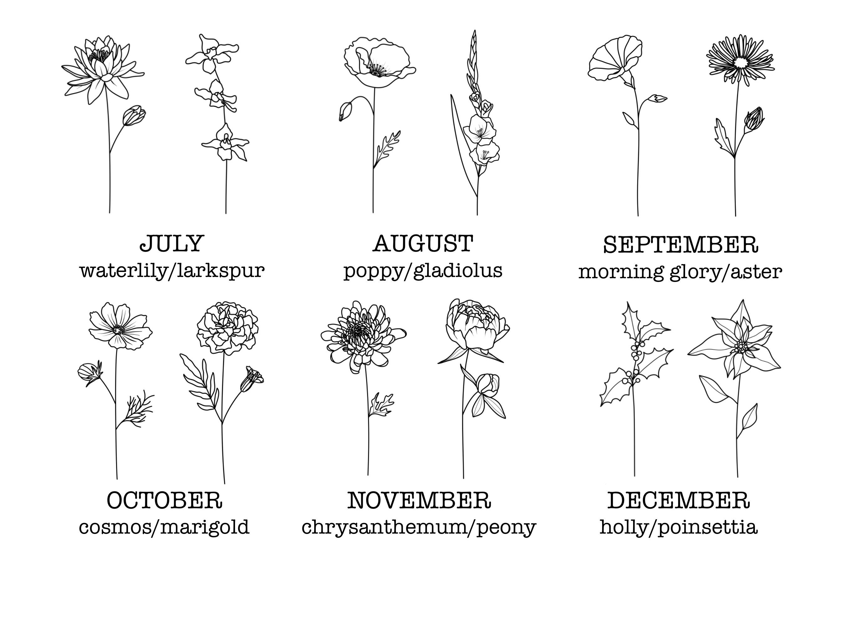 2 4 Single Side by Side Geburtsmonat Blume Individuelles Etsy