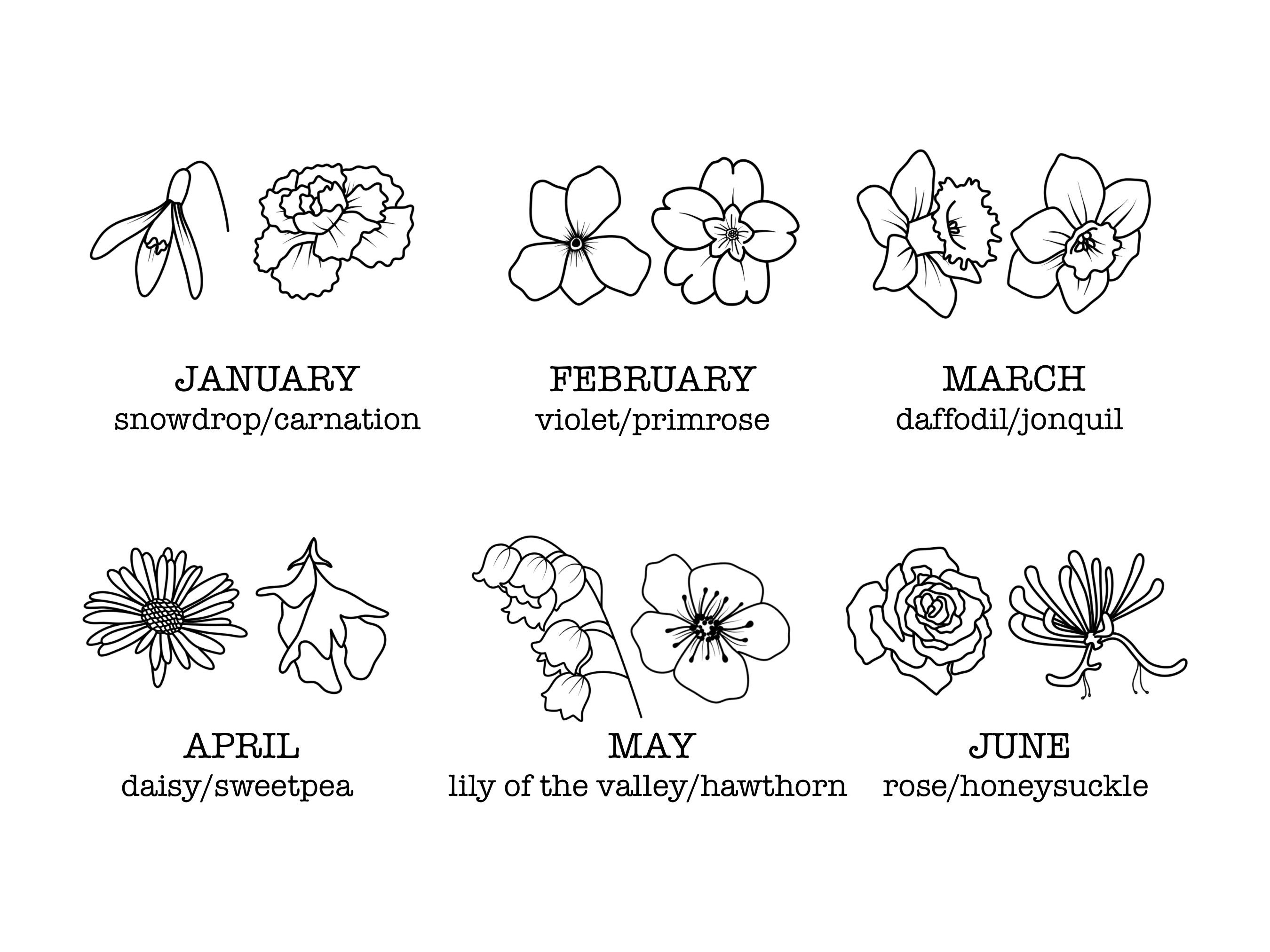 2 6 Geburtsmonat Blume Individuelles Tattoo Design Etsy
