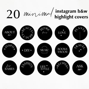 20 Minimal Black And White Elegant Instagram Highlight Covers, Aesthetic Highlight Covers, Social Media Icons