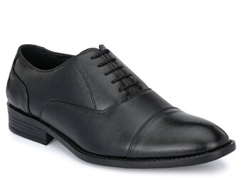 Zapatos Oxford de cuero negro hechos a mano: formales con cordones