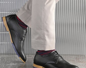 A_plus Handmade leather and shoe fully black shoe colour sole