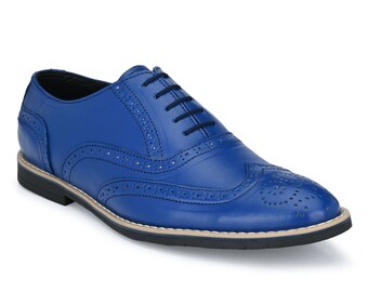 A_Plus Classic Vintage model Blue Leather , Oxford brogue stylish, fully HandMade