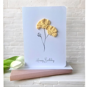 Aesthetic Crochet Design Card Gerbera, Personalizable Card, choose your text