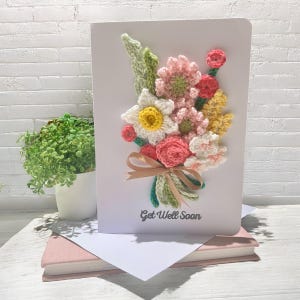Spezielle häkeln Blumenstrauß Karte, benutzerdefinierte handgefertigte Karte