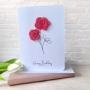 Carte esthétique au crochet, rose