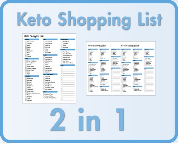 Keto Shopping List 2 in 1 Printable US Letter - Etsy