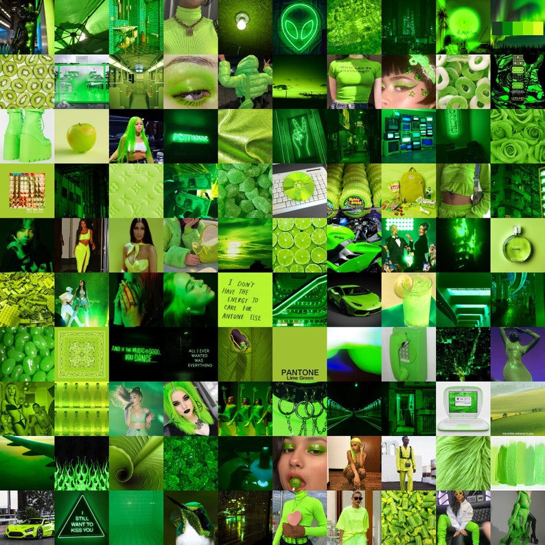 Lime Green Collage Kit Green Collage Kit Baddie Aesthetic Etsy
