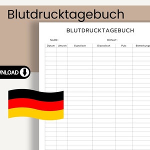 Blutdrucktagebuch - digitale download - Blutdruck Pass - Blutdruck Tabelle - Blutdruck Werte Tabelle - Blutdruck PDF - Blutdrucktabelle