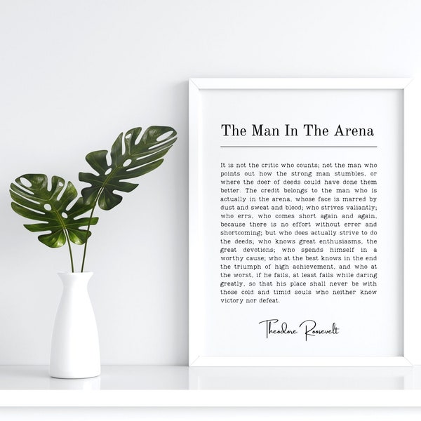 Man in the Arena Print - Daring Greatly Quote - The Man In The Arena Printable Art - Theodore Roosevelt - DIGITAL DOWNLOAD - Arena Printable
