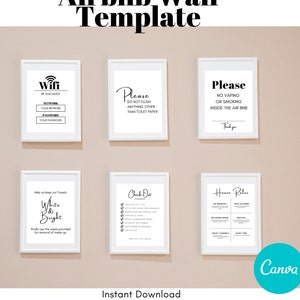 Airbnb Wall Signs - Canva Template - Airbnb Sign Bundle - Editable Airbnb Signs - Fillable and Editable Airbnb Template - Airbnb Printable