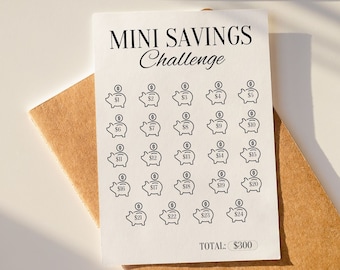 Mini Savings Challenge - Save 300 Challenge - Digital Download - Printable PDF Saving Sheet - Cash Stuffing - Saving Fund - Saving Challenge