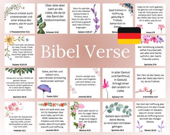 Bibel Verse Karten - Descarga digital - Druckbare Schriftkarten - Bibelverskarten - Christliche Ermutigungsnotizen - Deutsche Christliche