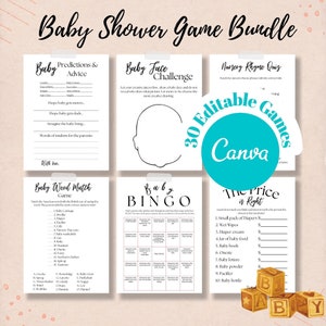 Editable Canva Baby Shower Games 30 Editable Baby Shower Games Baby