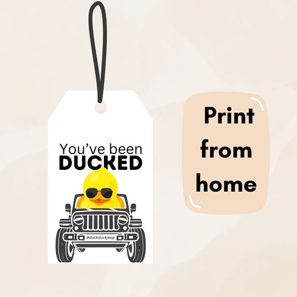 Printable Duck Tags - You've Been Ducked Tag - Ducking Cars Tags - Printable -  Rubber Duck Labels for Ducking - Car Duck Hiding Game