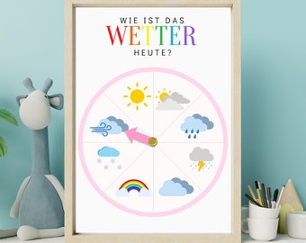 Wetterrad - Wetterscheibe - Wetterkreis - Montessori - Digitale Schablone - DIGITALER DOWNLOAD -