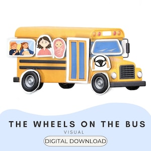 The Wheels On The Bus Visual - Digital Download - Nursery Rhymes - Circle Time Songs - Interactive Song Visual - ASD