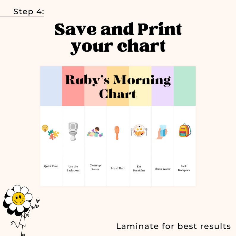 Kids Flip Routine Chart - Editable Morning Chart - Routine Card - Kids Visual Schedule - Daily Routine Chart - Flipchart Canva - Flip Chart image 5