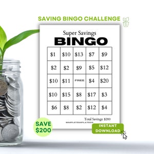 Bingo Save Challenge - Mini Savings Challenge - Save 200 Challenge - Digital Download - Saving Sheet - Saving Fund - Saving Challenge