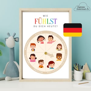 Gefühlsrad - Digitale Schablone - DIGITALER DOWNLOAD - Gefühle Poster - Gesichtsausdrücke Gefühle - Gefühlskompass - Kinder Emotionen