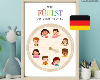 Gefühlsrad - Digitale Schablone - DIGITALER DOWNLOAD - Gefühle Poster - Gesichtsausdrücke Gefühle - Gefühlskompass - Kinder Emotionen
