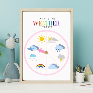 Roue de la météo - carte météo - apprentissage à la maison à imprimer - activité maternelle en cercle - apprentissage Montessori - salle de classe Waldorf