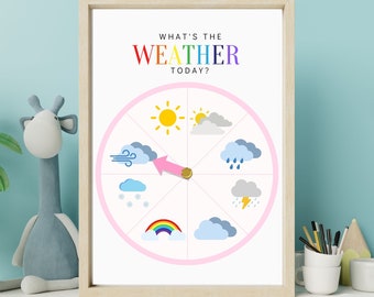 Weather Wheel - Weather Chart -  Homeschool Learning Printable - Circle Time Kindergarten Activity - Montessori Learning - Waldorf Classroom