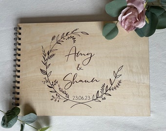 Personalised Wedding Guest Book | Wooden | Keepsake | Rustic | Engraved | Guest Book | Scrapbook | Photo Album