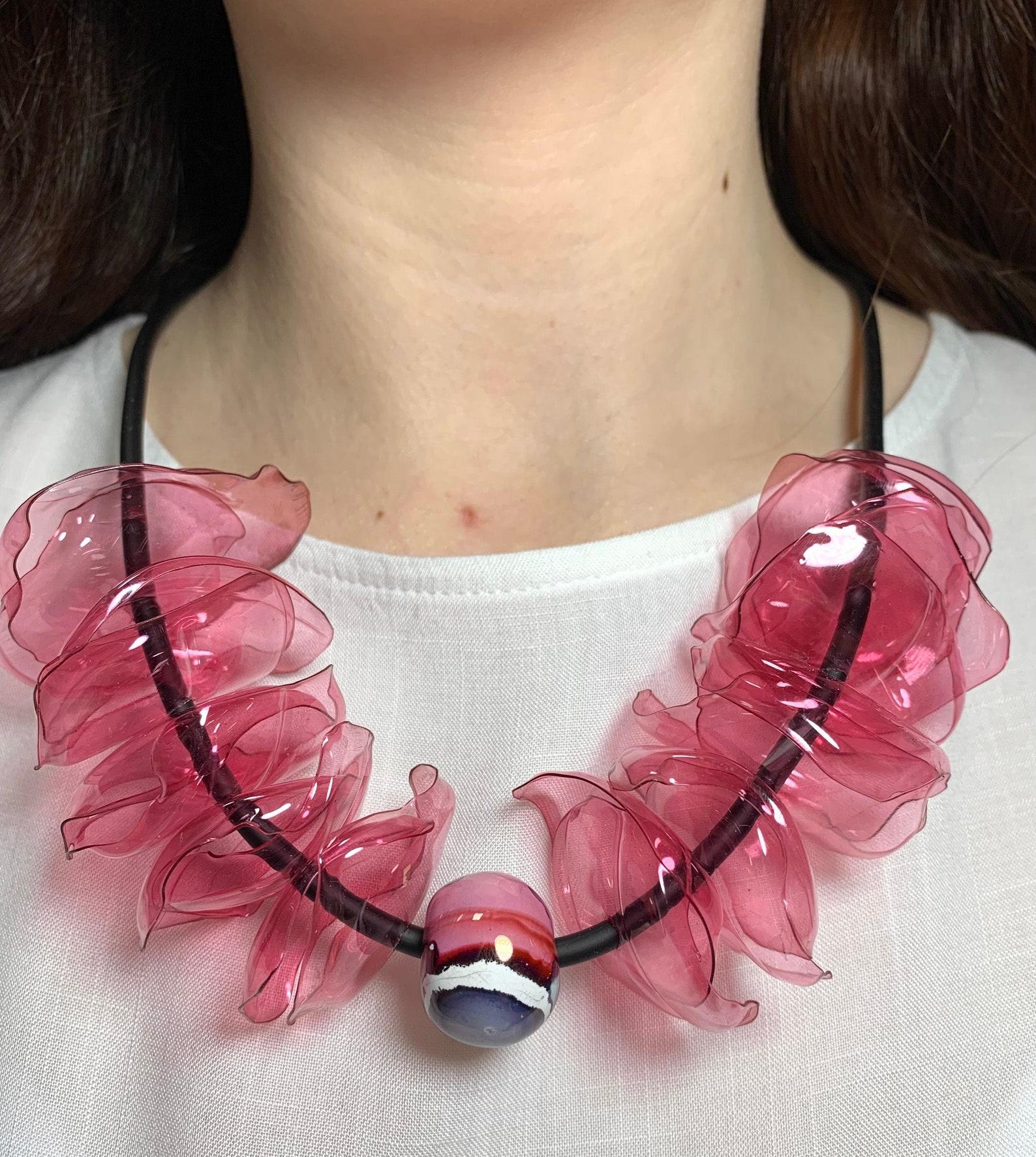 Recycled plastic necklace Etsy