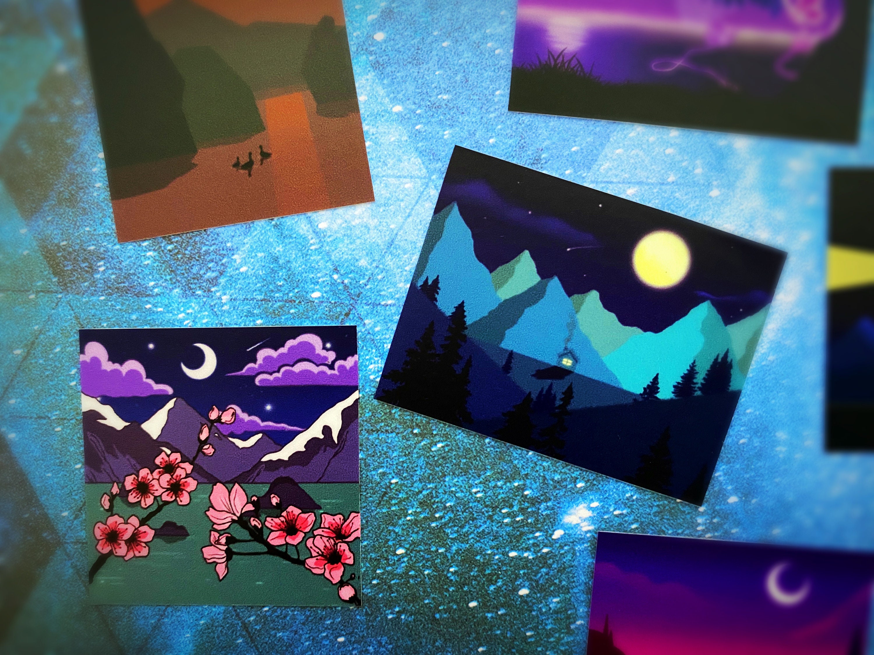 Secenery Sticker Background Scenery Sticker Sheet | Nature Sticker Sheet | Six Nature Scene ...
