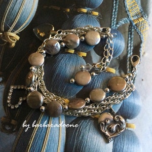 Wearing Her Heart - OOAK Contemporary Meets Vintage Bracelet Embellished with Vintage Heart Charms by BarbaraDoone