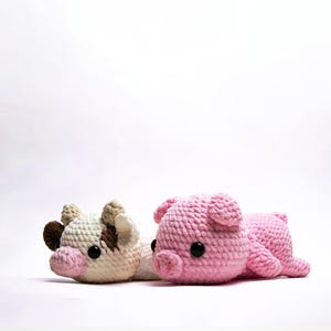 Pig and Cow Crochet pattern, Crochet Pattern Piglet Snuggler, Cute Positive Desk Accessories, Cow Plush Crochet Pattern, Baby Cow Pattern