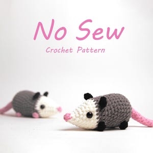 No Sew Opossum Crochet Pattern, Crochet opposum -Crochet PDF pattern-Digital Download, opossum plushie, beginners crochet