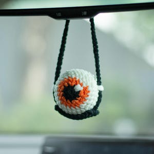 Candy Eye On Swing Crochet Pattern, Eye Halloween Crochet Pattern, Halloween Crochet Patterns, Crochet Ghost Car Hanger | PDF digital file