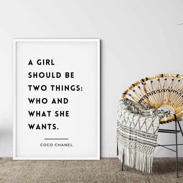 Coco Chanel Quote, Digital Download, Printable Wall Art, Printable Chanel quote, Digital Print, Coco Chanel Print, Quote Print