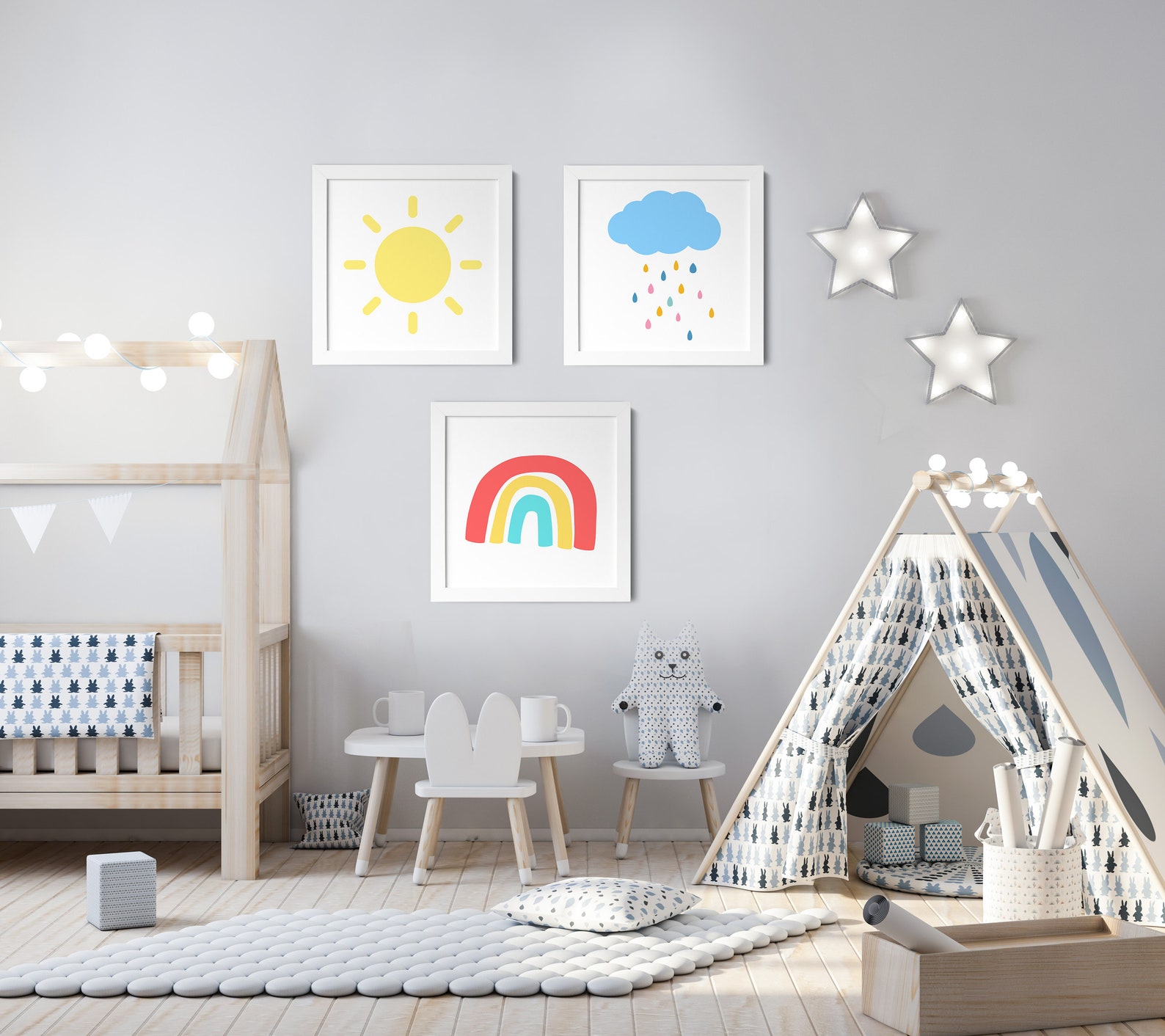 Kids Nursery Prints Set, Digital Download, Nursery Trio, Printable Wall ...