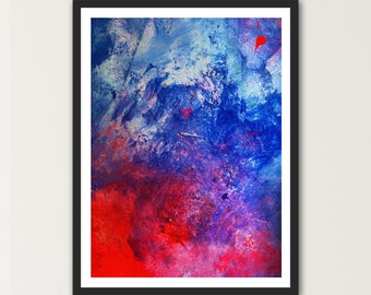 Bold Blue Red Abstract Painting, Printable Art, Downloadable Art,Digital Print, Colourful Art for Living Room, Bedroom art,Bright wall decor