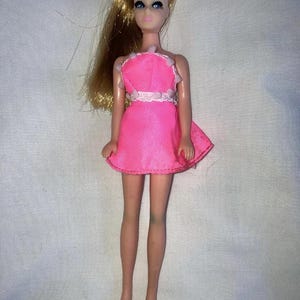 Rare VTG 1970 Topper Toys Corp DAWN H11A Doll Music Box Dress Pompom Trim TLC