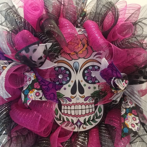 Sugar skull Halloween wreath