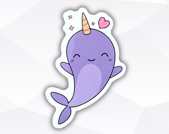 Cute Narwhal Sticker: Waterproof Vinyl Decal