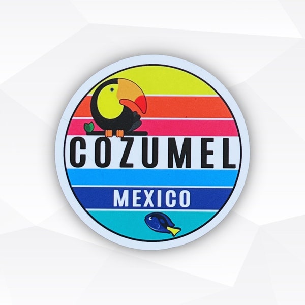 Cozumel Mexico Sunset Beach Vinyl Sticker | Tropical Island Souvenir Decal