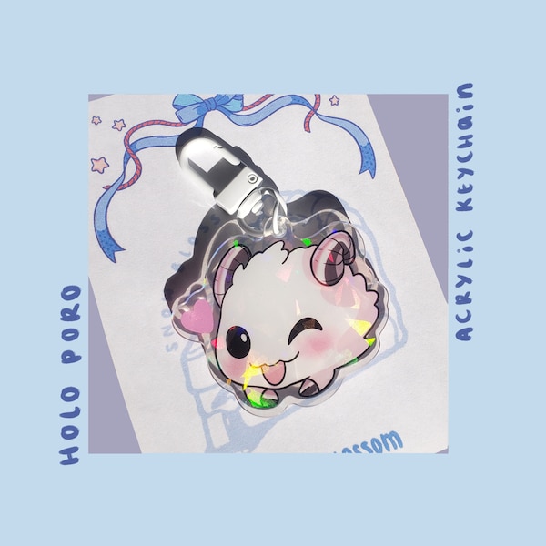 League of Legends Holographic Poro Keychain, Acrylic Gaming Keychain, Kawaii Keychain, Gift for Gamers, Gaming Gift