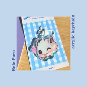 Poro Acrylic Keychain, Holographic Keychain, League of Legends, Gaming Gift, Cute Poro Keychain, Gamer Accessory