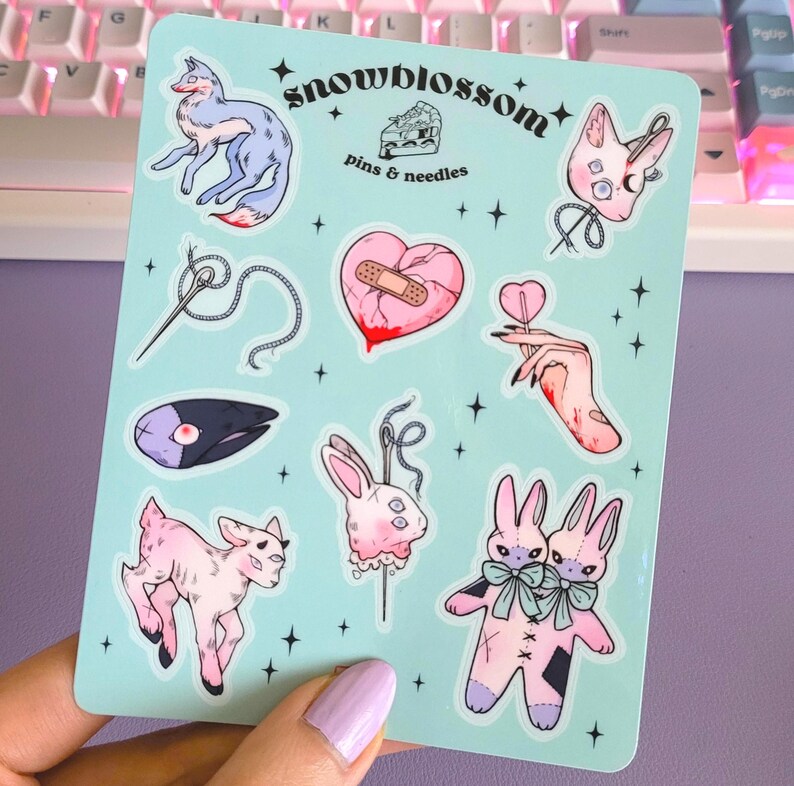 Pins & Needles Illustrated Vinyl Sticker Sheet - Etsy