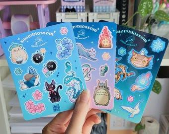 Ghibli characters illustrated vinyl sticker sheet
