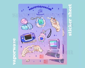 Pastel illustriertes Steamwave Gaming Vinyl Sticker Blatt