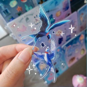 Darklight swallows transparent bird sticker